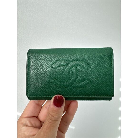Chanel Green Caviar Logo Key Holder - Picture 1 of 13